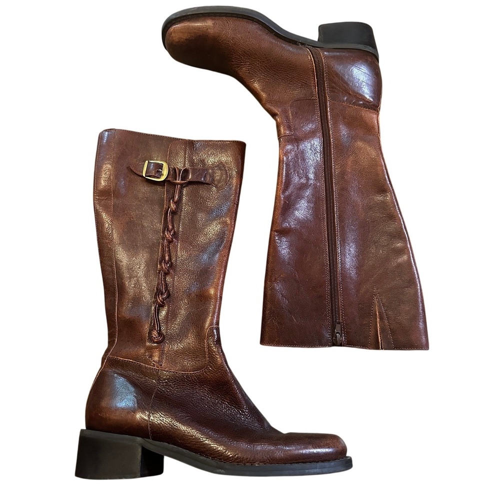 Nicole Brown Leather Tall Riding Boots Women's 8